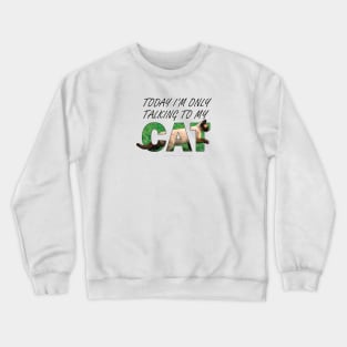 Today I'm only talking to my cat - Siamese cat oil painting word art Crewneck Sweatshirt